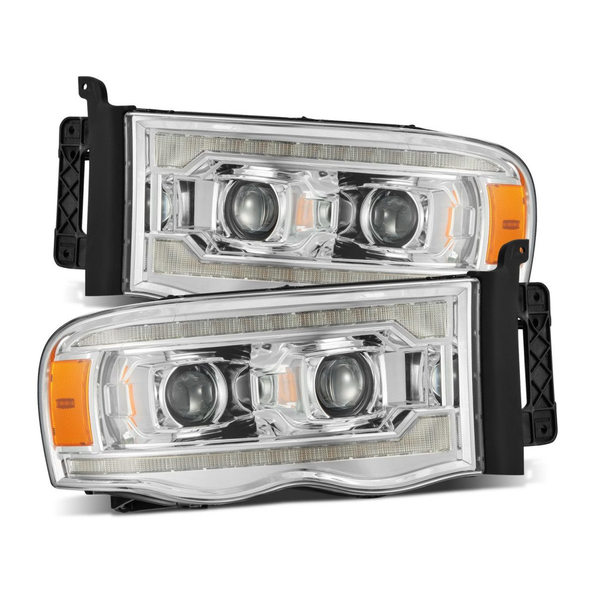 Buy Front headlights Dodge RAM 1500 Classic 2002-2005 LED LUXX series Chrome Alpharex AHL-DR02-PL-SA-C