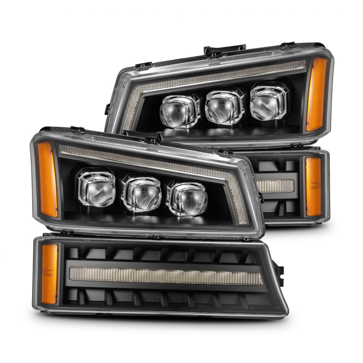 Купити Передні фари Chevrolet Silverado 2003-2006 LED NOVA серія чорні AlphaRex AHL-CL03-N-B