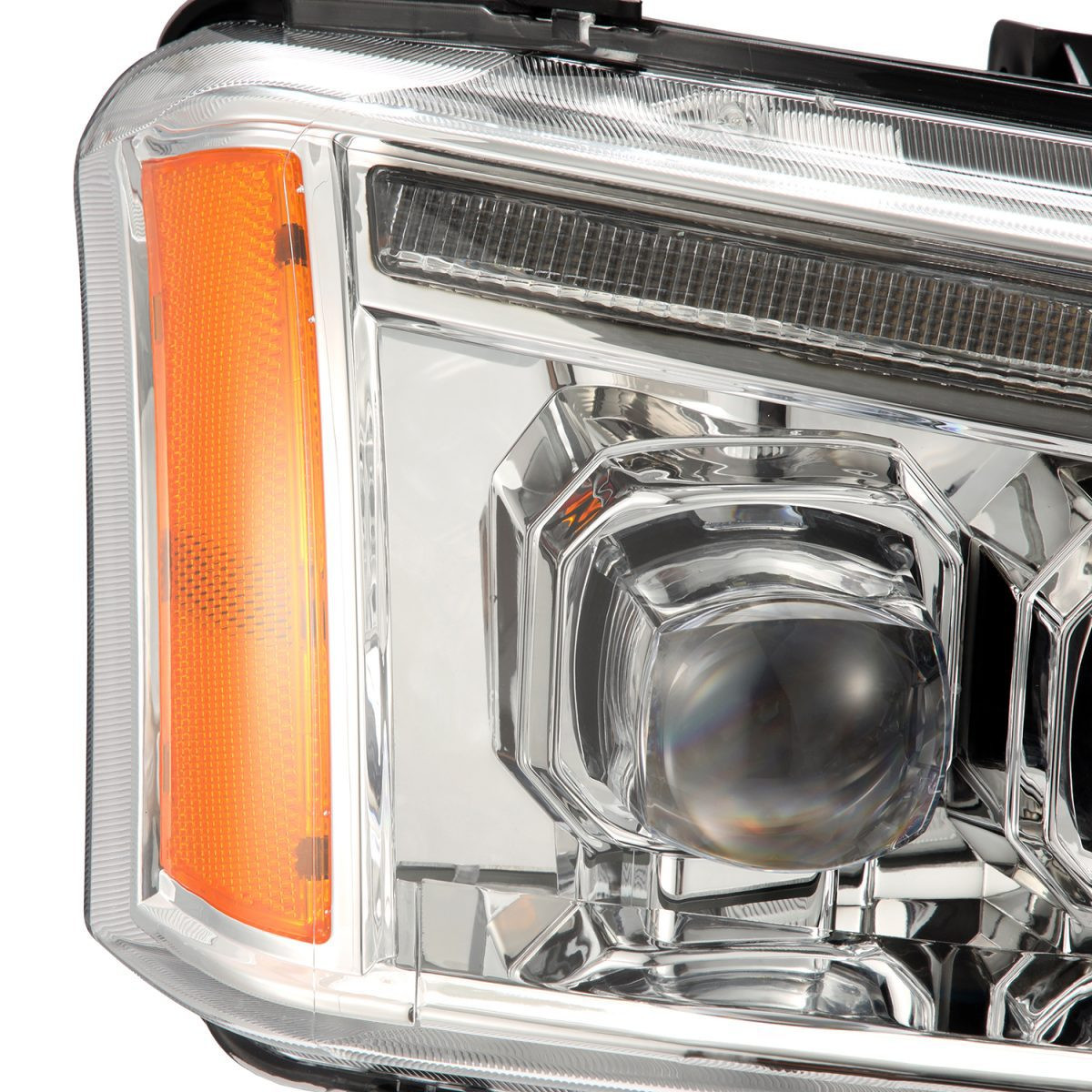 Buy Front headlights Chevrolet Silverado 2003-2006 LED NOVA CHRM CRME ALPHARAREX AHL-CL03-N-C
