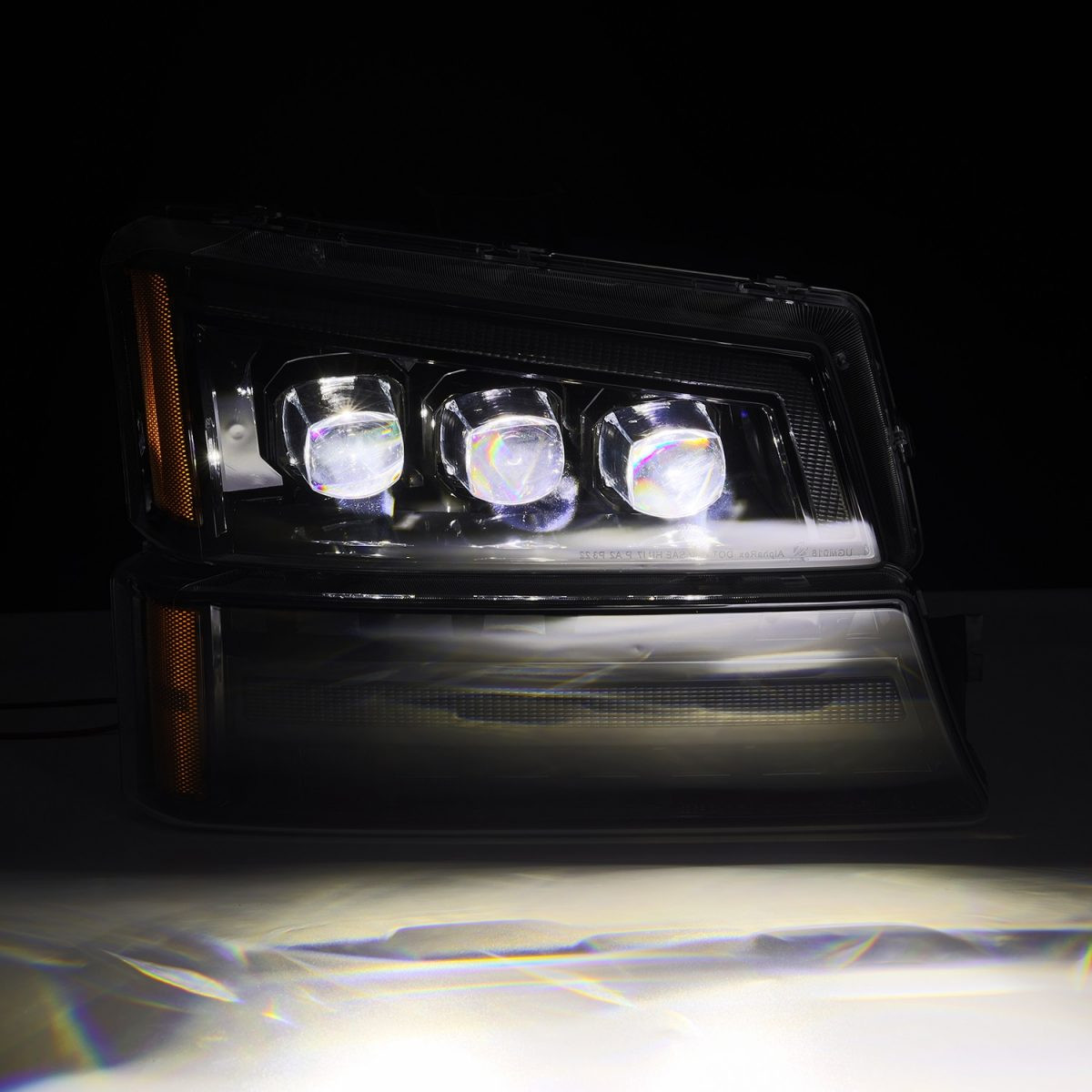 Buy Front headlights Chevrolet Silverado 2003-2006 LED NOVA ALPHA-BLACK AHL-CL03-N-FLB Series