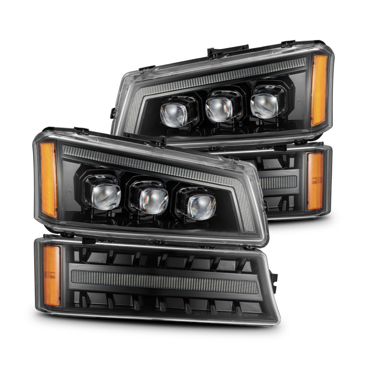 Buy Front headlights Chevrolet Silverado 2003-2006 LED NOVA ALPHA-BLACK AHL-CL03-N-FLB Series