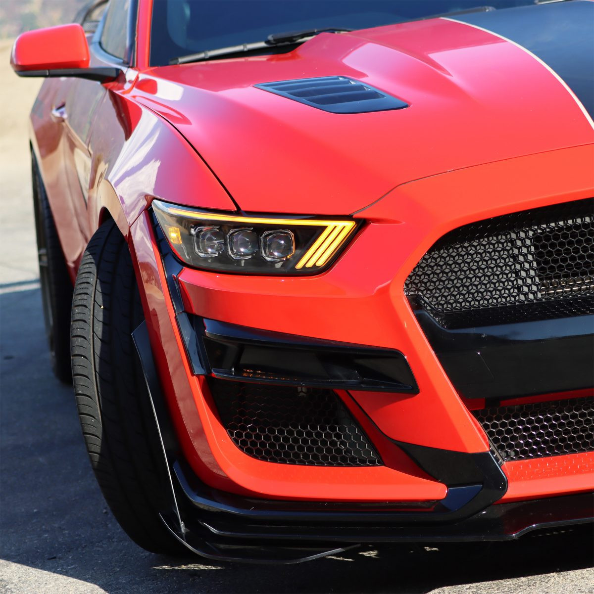 Купить Передние фары Ford Mustang 2015-2017 NOVA серия цвет Alpha-Black AlphaRex AHL-FM15-N-FLB