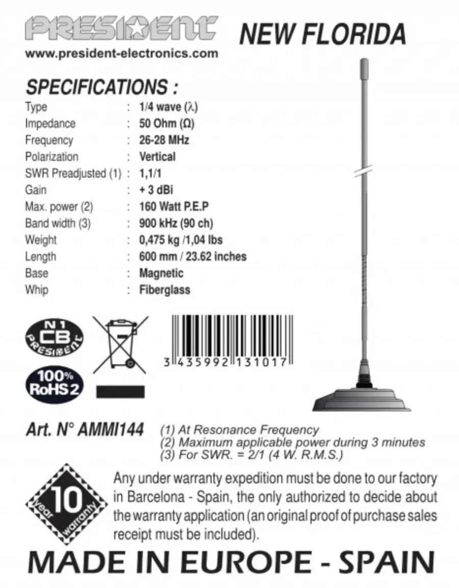 Купити Антена President NEW FLORIDA AMMI144
