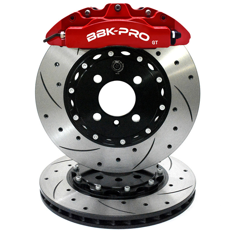 Buy GT Forged 4 Piston Brakes Set with Drives 355/28 mm, with notches and perforation, Toyota LC200 15'-21 ', rear