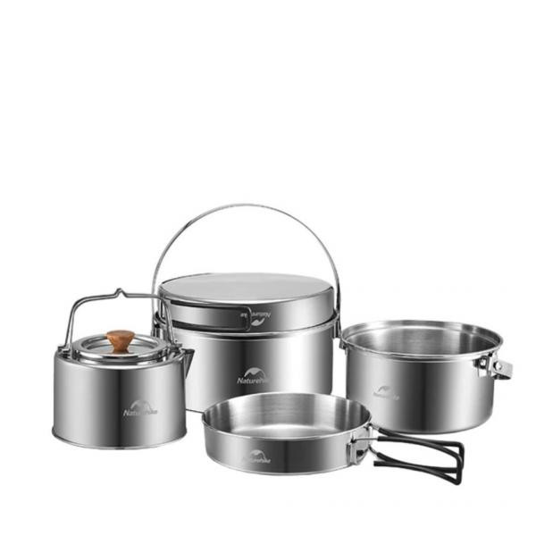 Buy Set of dishes (pan, pot, pan, kettle) Naturehike NH222CJ005, stainless steel