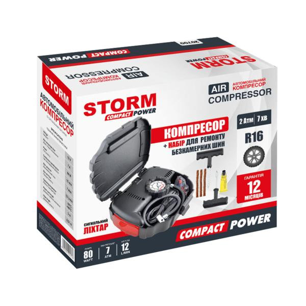 Buy Compressor Automobile Storm Compact Power 12V, 7 atm, 12 l/min, 80 watts, long. hose 0.51m