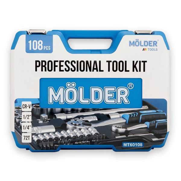 Buy Professional set of tools in the Mölder Case 1/2 ", 1/4" 72 T, CR-V, 108Do.