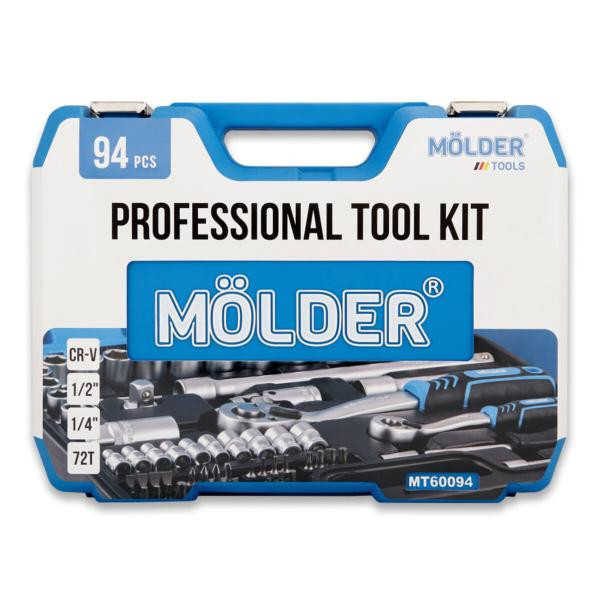 Buy Professional set of tools in the Mölder Case 1/2 ", 1/4" 72 T, CR-V, 94OD.
