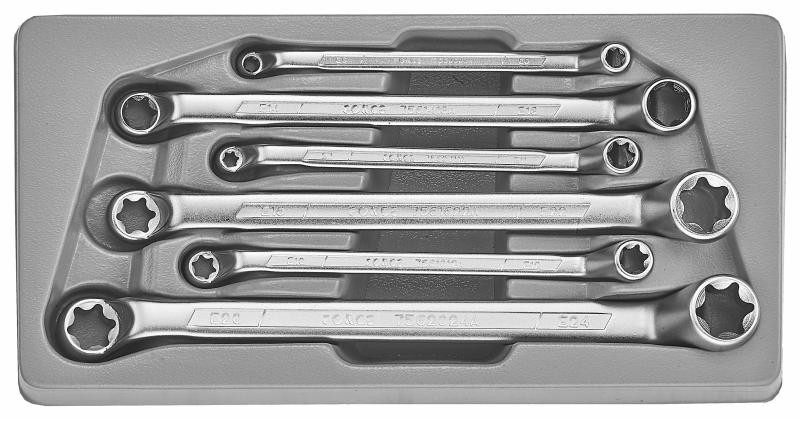 Купить Набор ключей накидных Е-профиль (Torx) отогнутых на 75° 6 пр. (Е6-Е24) (FORCE 5065)