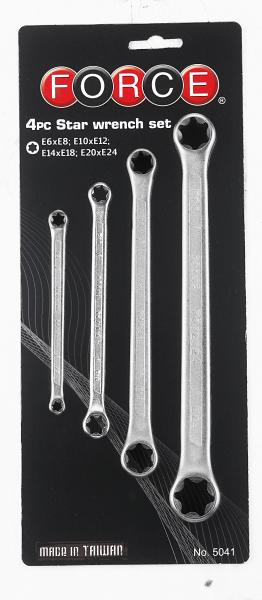 Купить Набор ключей накидных Е-профиль (Torx) 4 пр. (Е6-Е24) (FORCE 5041)