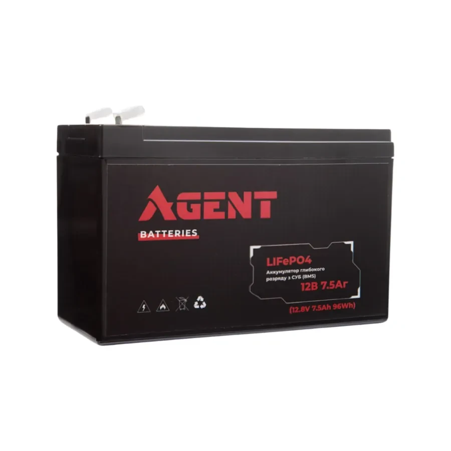 Купити Акумулятор глибокого розряду LiFePO4 AGENT 12V 7.5Ah IFM12-75E2