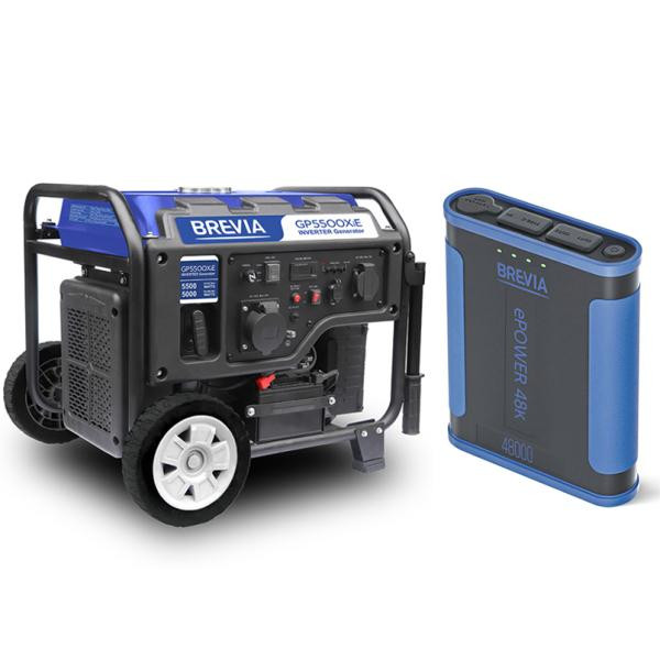 Купить Комплект генератор инверторный Brevia 5,5 кВт (ном 5,0 кВт) с электростартером + повербанк (Power Bank) Brevia ePower 48Ah