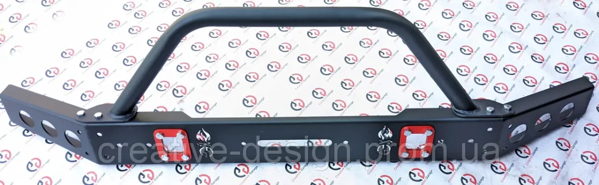 Купить Передний силовой бампер с кенгурятником CreativeGarage для Нива без платформы под лебедку CampFire 1.0D