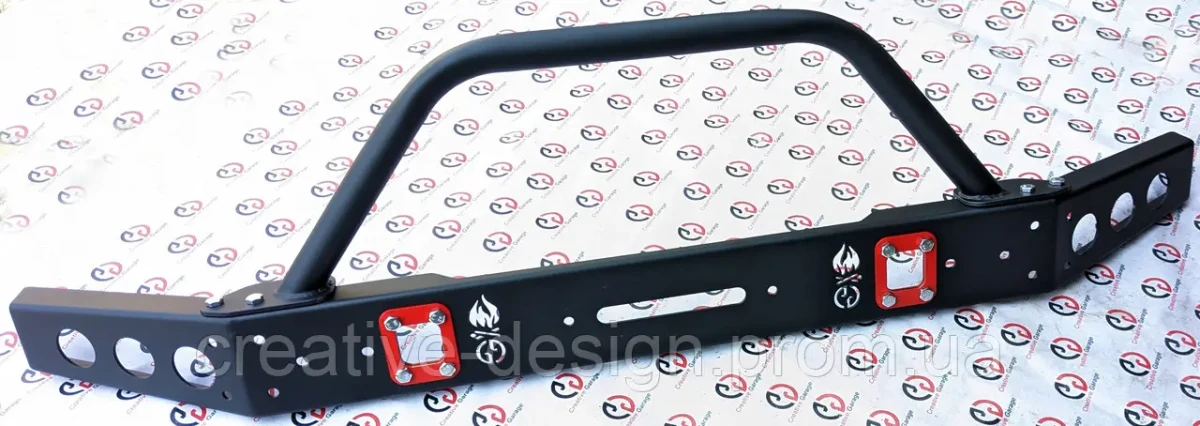 Купить Передний силовой бампер с кенгурятником CreativeGarage для Нива без платформы под лебедку CampFire 1.0D