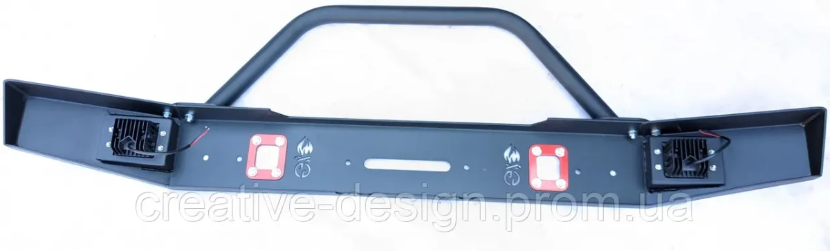 Купити Передній силовий бампер з кенгурятником CreativeGarage для Нива 2121-21217 без платформи під лебідку CampFire 1.1D