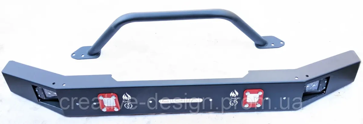 Купити Передній силовий бампер з кенгурятником CreativeGarage для Нива 2121-21217 без платформи під лебідку CampFire 1.1D