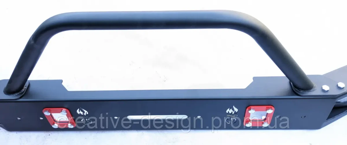 Купити Передній силовий бампер з кенгурятником CreativeGarage для Нива 2121-21217 без платформи під лебідку CampFire 1.1D
