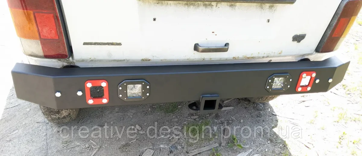 Купити Бампер полегшений задній силовий CreativeGarage з ліхтарями для Нива CampFire 2.6 під фаркоп