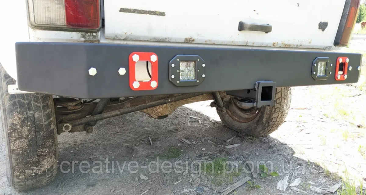 Купити Бампер полегшений задній силовий CreativeGarage з ліхтарями для Нива CampFire 2.6 під фаркоп