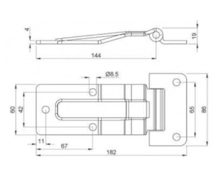 Buy The loop of the side doors of the van and semi -trailer in the assembly of 144x60x8x4 mm Zinc Turkey (1603314040)