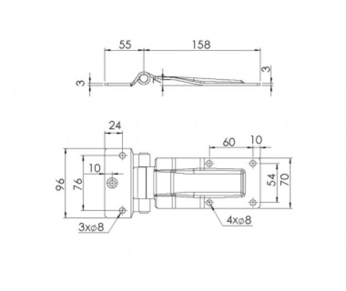 Buy Loop of the side door of the van and semi -trailer in assembly of 158x55x70x3 mm Zinc Turkey (1603315030)