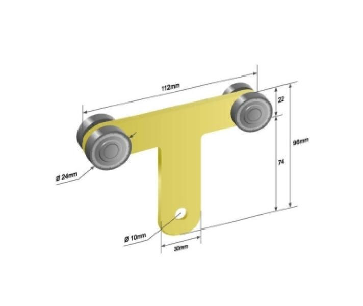 Купити Ролик бокової штори Т-подібний Ø24x21,8x96,5 Цинк Польща (1804324279)