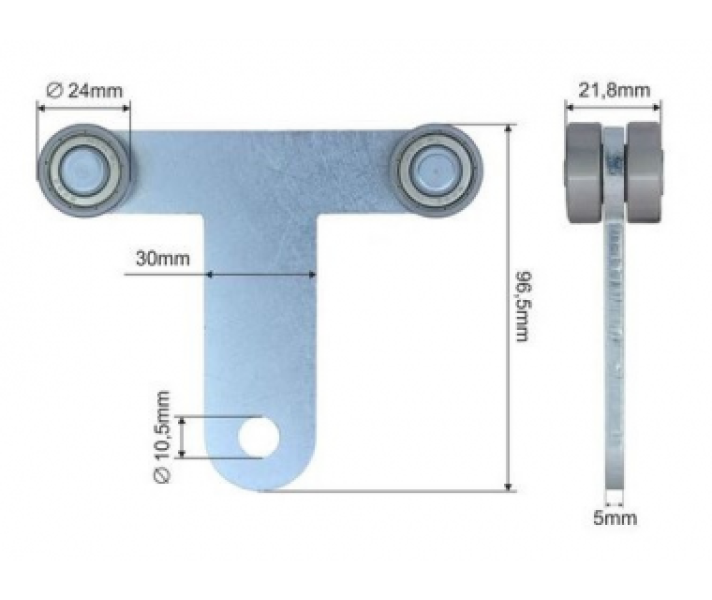 Купити Ролик бокової штори Т-подібний Ø24x21,8x96,5 Цинк Польща (1804324279)