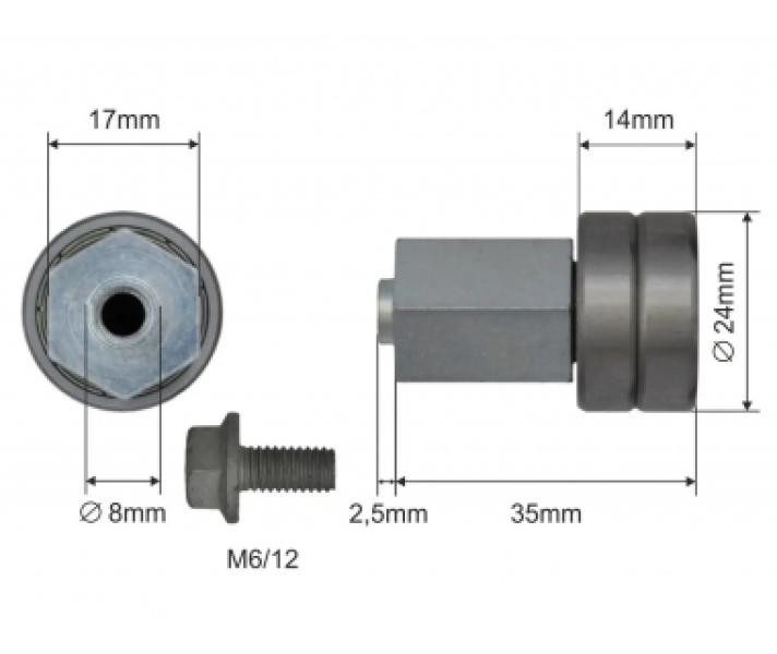 Купити Ролик зсувного даху Ø24x14x35 Цинк Edscha Польща (1804324272)