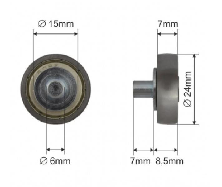 Купить Ролик зсувного даху Ø24x7x15,5 Цинк Польща (1804324287)