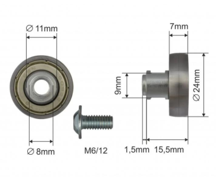 Купить Ролик зсувного даху Ø24x7x15,5 Цинк Польща (1804324286)