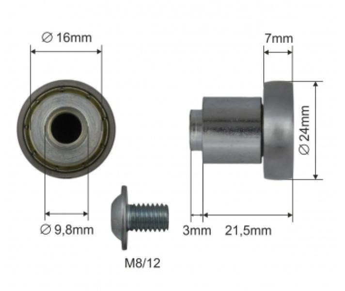Купити Ролик зсувного даху Ø24x7x21,5 Alta Цинк (1804324305)