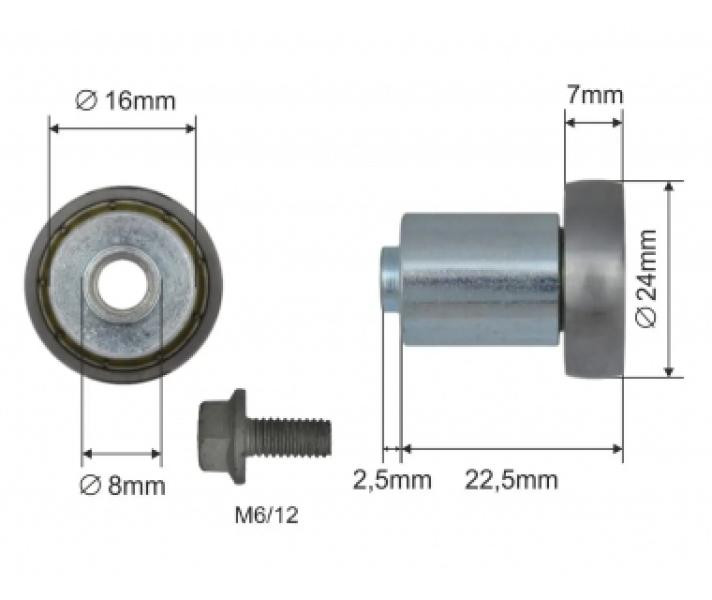 Buy Roller of the landslide roof Ø24x7x222.5 zinc Edscha Poland (1804324276)