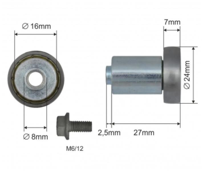Купити Ролик зсувного даху Ø24x7x27 Цинк Польща (1804324307)