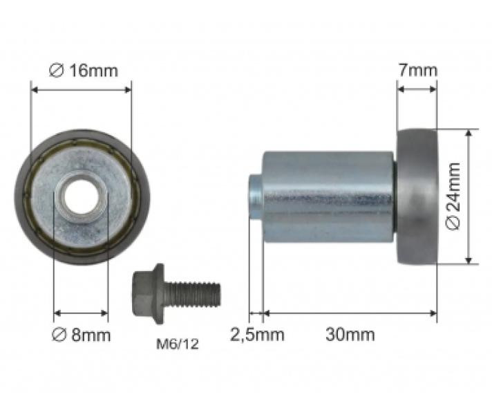 Купити Ролик зсувного даху Ø24x7x30 Цинк Edscha Польща (1804324275)