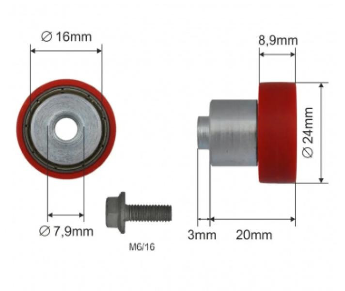Купити Ролик зсувного даху Ø24x8,9x20 Цинк Польща (1805326044)