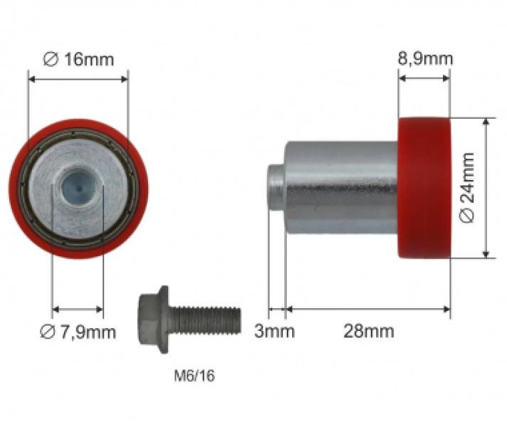Купити Ролик зсувного даху Ø24x8,9x28 Цинк Sesam Польща (1804324290)