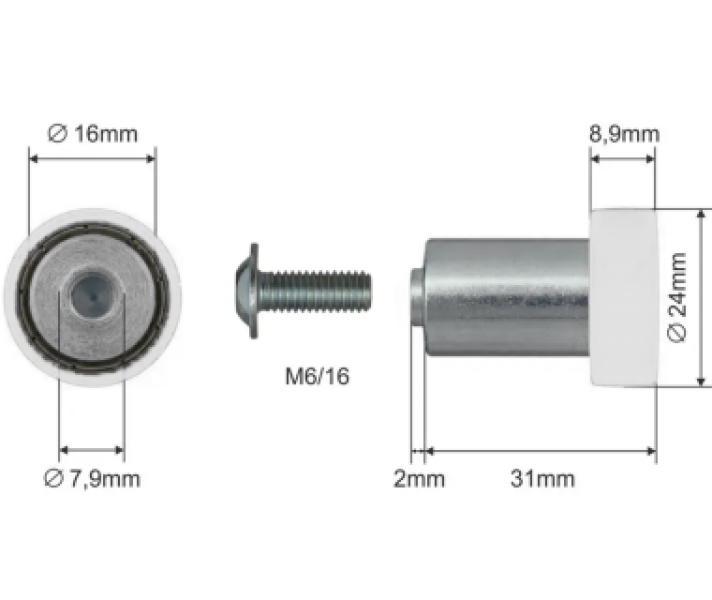 Купить Ролик зсувного даху Ø24x8,9x31 Цинк Польща (1804324291)