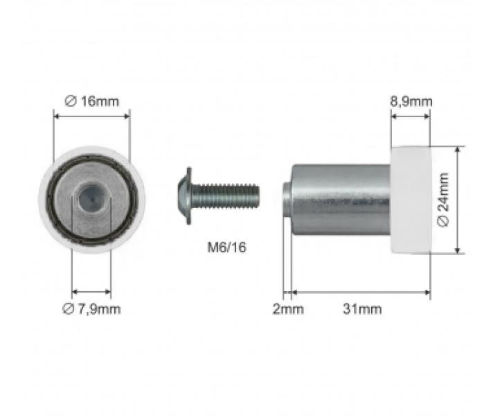 Купить Ролик зсувного даху Ø24x8,9x31 Цинк Польща (1804324291)