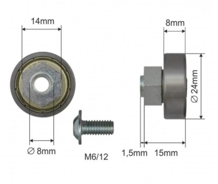 Купить Ролик зсувного даху Ø24x8x15 Цинк Edscha Польща (1804324278)