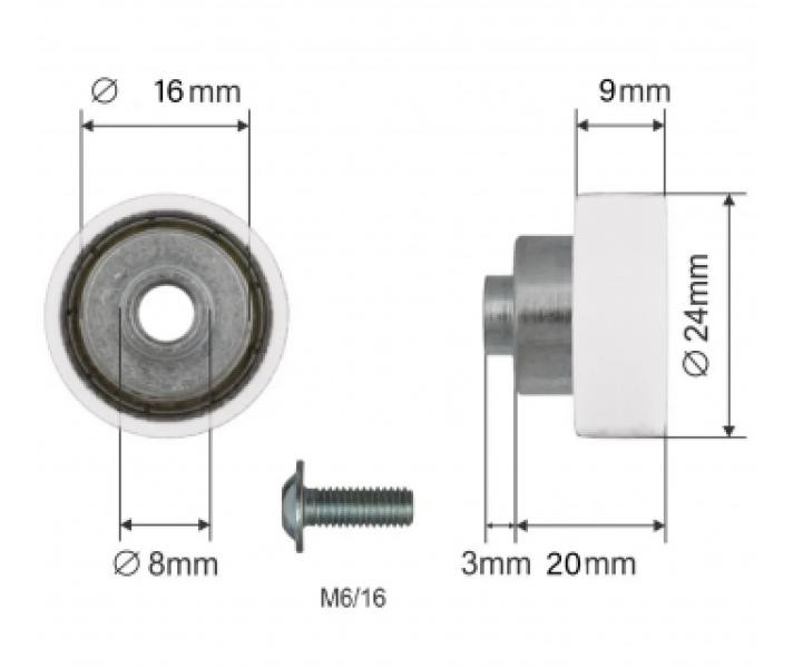 Купить Ролик зсувного даху Ø24x9x20 Цинк Versus Original Польща (1804326043)