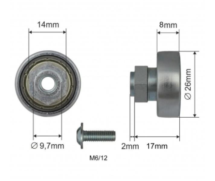 Купить Ролик зсувного даху Ø26x8x17 Цинк Польща (1804324629)