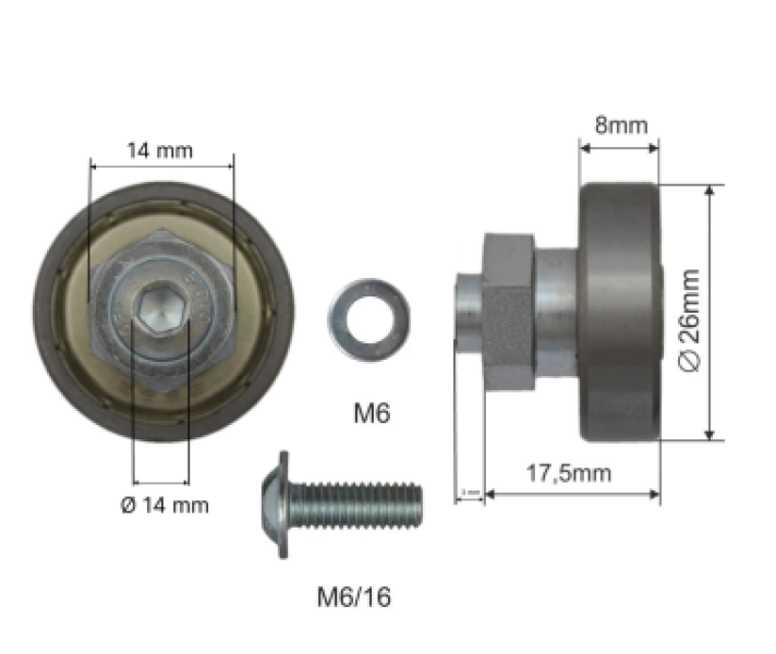 Купити Ролик зсувного даху Ø26x8x17,5 Цинк Польща (1805326041)