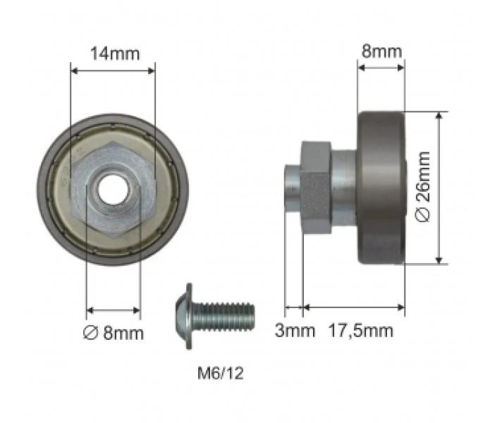 Купити Ролик зсувного даху Ø26x8x17,5 Цинк Польща (1804324309)
