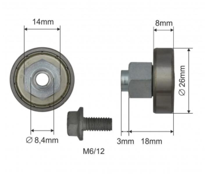 Купити Ролик зсувного даху Ø26x8x18 Kogel Цинк Польща (1804326272)