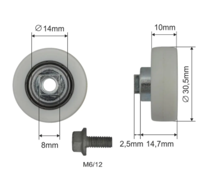 Купить Ролик зсувного даху Ø30,5x10x14,7 Цинк Польща (1804324302)