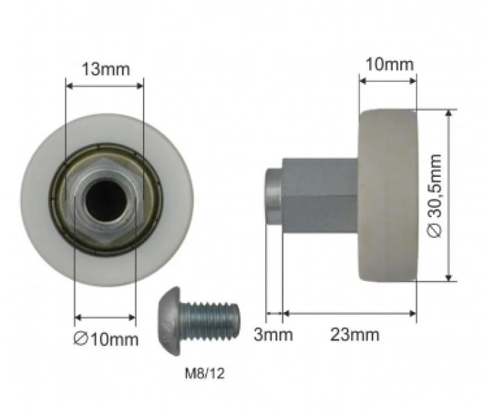 Купити Ролик зсувного даху Ø30,5x10x23 Цинк Польща (1804324303)