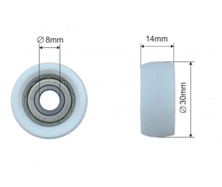 Купить Ролик зсувного даху Ø30x14x8 Пластик Польща (1804324298)