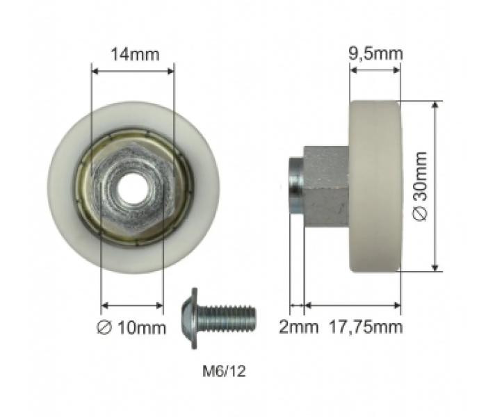 Buy Roller of the landslide roof Ø30x9,5x17.75 Schmitz Zinc Poland (1804324296)