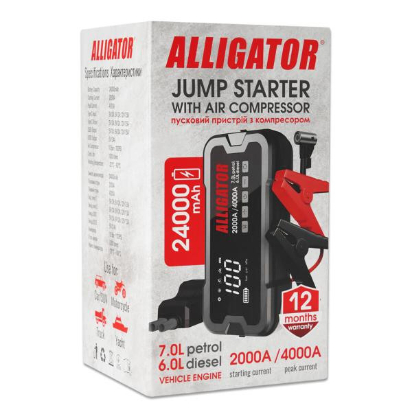 Купить Пусковое устройство Alligator Jump Starter 2000A/4000A 24000mAh с компрессором 10Bar