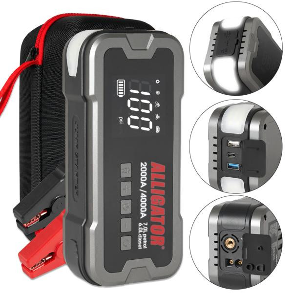 Купить Пусковое устройство Alligator Jump Starter 2000A/4000A 24000mAh с компрессором 10Bar